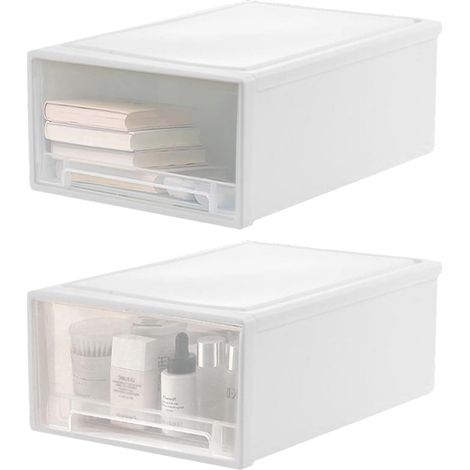 2 cassetti portaoggetti in plastica impilabili, cassetti portaoggetti portatili in plastica impilabili, resistenti e durevoli, per spogliatoio, garage, camera da letto, ufficio