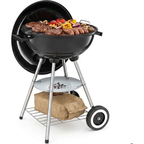 barbecue - TECTAKE - barbecue rond BARBECUISSE, robuste avec grille chromée, châssis acier, cendrier amovible, 51,5 x 44,5 x 75 cm - (1/5)