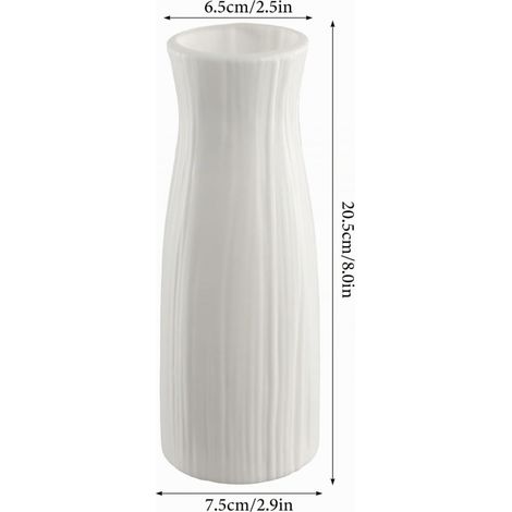 Vase Géométrique, 20 cm Vase Herbe de la Pampa Arrangement Floral Créatif, Petits Vases Modernes en Plastique pour Décoration Maison Bureau Salon Table Mariage, Blanc (A) (1/4)