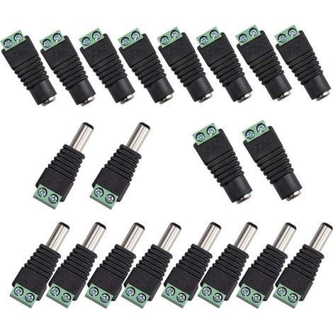 CSPARKV 20Pcs DC d'alimentation Connecteur Mâle/Femelle 2,1 x 5,5 mm Fiche 12V Prise Jack Adaptateurs, pour Prise pour caméra de vidéosurveillance DVR Système de sécurité lumière LED (1/4)