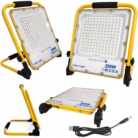 Lámpara portátil LED halógena de 200W ON 230V + cable USB, fabricada con batería. (1/5)