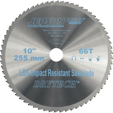 Jepson HM-Sägeblatt Drytech D=255x25,4x1,5mm 66Z für Stahl dünnwandig LBS schockresistent (1/2)