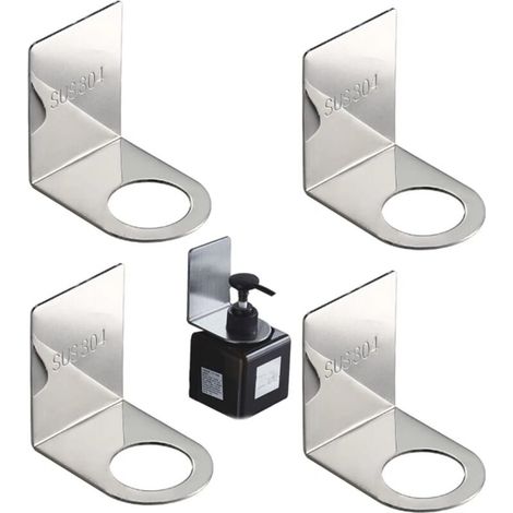 Porte-Bouteille Mural pour Gel Douche et Savon Liquide – Lot de 4 Supports à Pompe pour Salle de Bains, Cuisine et Hôtel
