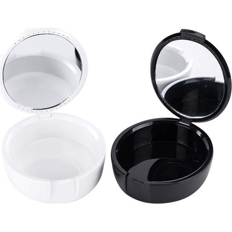 Boîte à prothèses dentaires en 2 pièces, petite boîte avec miroir, support de rangement pour prothèses orthodontiques, boîte à prothèses portable (1/5)