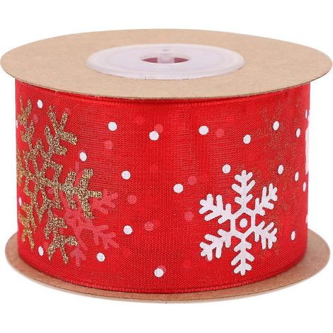 Ruban d'emballage de Noël à motif flocon de neige (1 pièce)-900X3.8X0.2CM-Red (1/2)