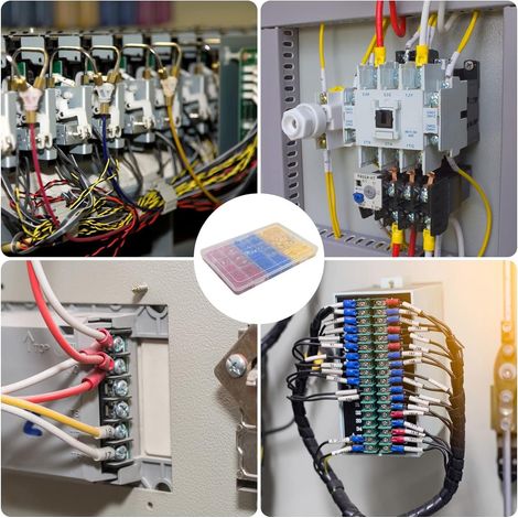 Kit di terminali a crimpare - 480 pezzi - 30 tipi - Manicotti piatti a innesto - Connessione a crimpare con manicotti isolanti, spine piatte, terminali ad anello, capicorda, scatola assortimento - Con (1/5)