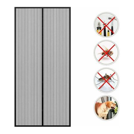 MAGNETISCHERFLIEGENGITTER-VORHANG,MAGNETE,INSEKTEN,FLIEGEN,MÜCKEN,ZUHAUSE,140X240CM,SCHWARZ