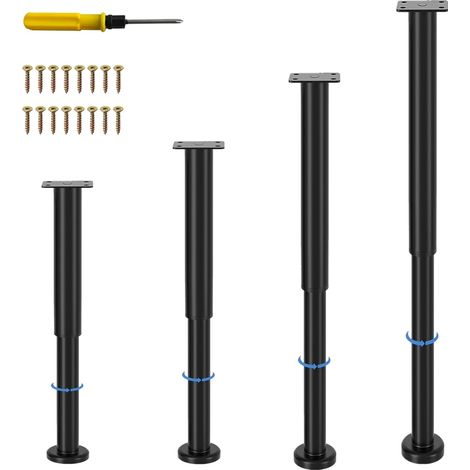 Lot de 4 pieds de meubles en métal noir - 72 à 120 cm - Hauteur réglable - Charge maximale : 800 kg - Pieds de meubles pour meuble TV, canapé, chaise d'apprentissage, armoire de salle de bain (1/5)