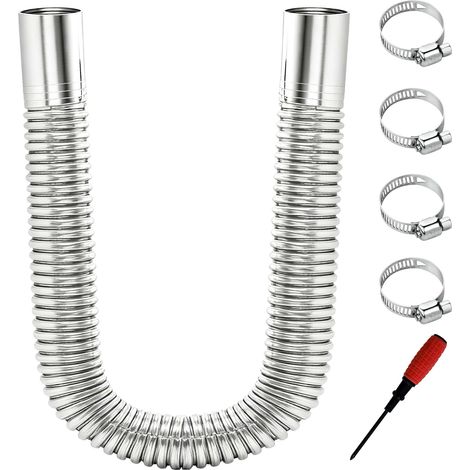 60cm Tuyau d'échappement, 25mm Portable Flexible Tuyau d'échappement en Acier Inoxydable, avec 4 pinces en acier inoxydable et outil de montage pratique, pour Chauffage Diesel Voiture (1/5)
