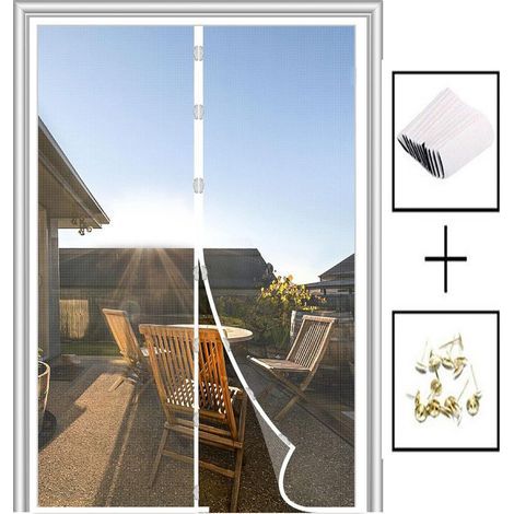 Moustiquaire magnétique pour porte-fenêtre de 81 x 203 cm. 86 x 205 cm. blanche (1/5)