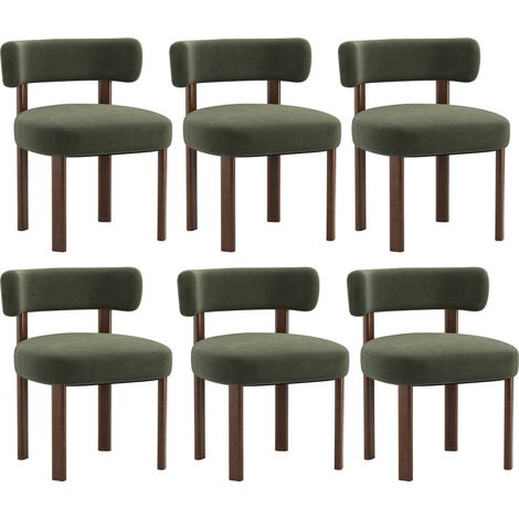6er-Set Esszimmerstühle aus Massivholz, klares und warmes Design, abgerundete Rückenlehne für optimalen Komfort, Grün (1/5)