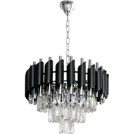 Lustre glamour conique noir chromé à cristaux 5xE14 10W Cristal Milagro (1/5)