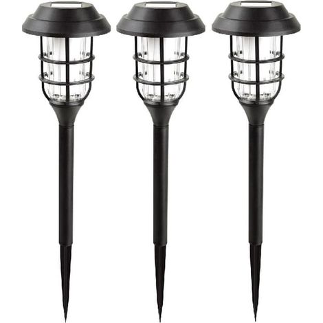 Lampe de jardin solaire à cellule 43 cm effet flamme, lot de 3 (1/5)