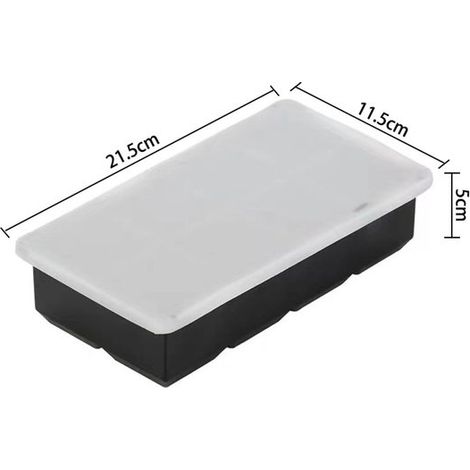 Bandeja de lujo para cubitos de hielo - 8 cubitos cuadrados - silicona apta para uso alimentario - negra (1/4)