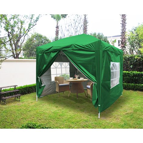 2.5x2.5m Pop Up Gazebo Outdoor Garden Marquee Tent with 4 Leg Weights Green (1/5)