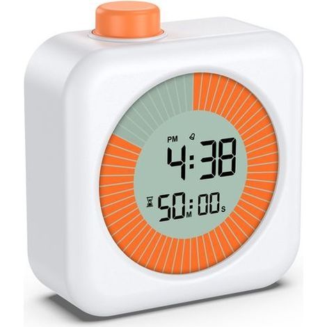 (Weißer) Küchentimer, digitaler Timer mit Uhr- und Weckfunktion, 12/24-Stunden-Anzeige, ideal zum Lernen, für Fitness und zum Kochen (1/5)