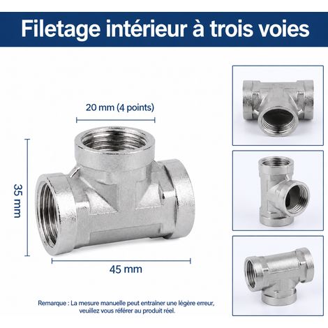 Raccord té femelle 1/2 pouce en acier inoxydable pour plomberie réf 0732 – Livraison gratuite