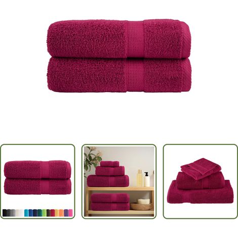 Badetuch -  Premium Handtücher SOLUND 2 Stk. Bordeaux 50x100 cm 600 g/m² (1/5)