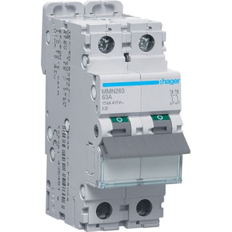 Disjoncteur magnétique 2P 15kA 63A 400V access. indicateur IEC 947-2 (MMN263)