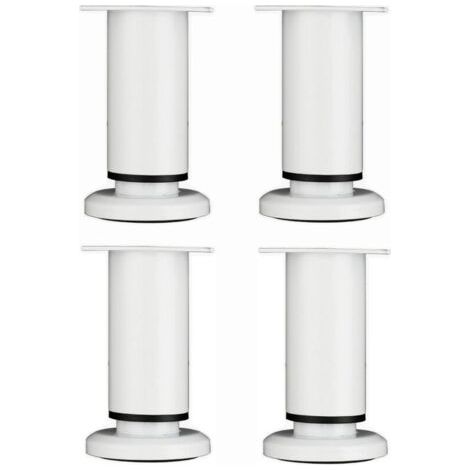 4 Pièces Pieds de Meubles Réglables 12cm Blanc Jambe de Table Rond en Métal pour Canapé Armoire Lit avec Vis (1/5)