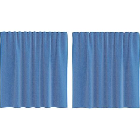 Voilages avec housses pour tringle, deux pièces, bleu roi. (1/5)