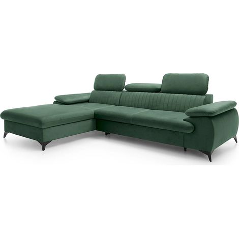 Canapé d'angle gauche convertible en velours vert SAMARA de Pascal Morabito (1/5)