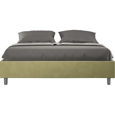 Letto matrimoniale e rete 160x200 in microfibra te' verde Azelia (1/4)