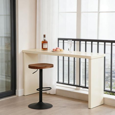 Silla taburete de bar giratoria regulable en altura madera OKMYHOME (1/4)