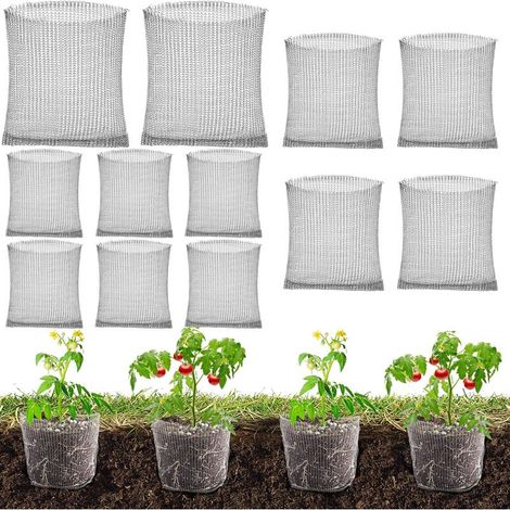 Set mit 12 wühlmaussicheren Pflanzkörben, 1/3/5 Gallonen, Edelstahl-Netzbeutel, für Blumen und Gemüse (12 Stück)