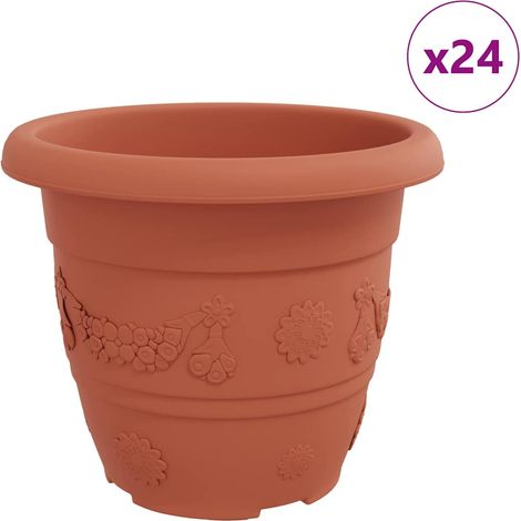 Maison Exclusive - Runder Blumentopf 24 pcs Ziegelrot Ø 30 x 25 c