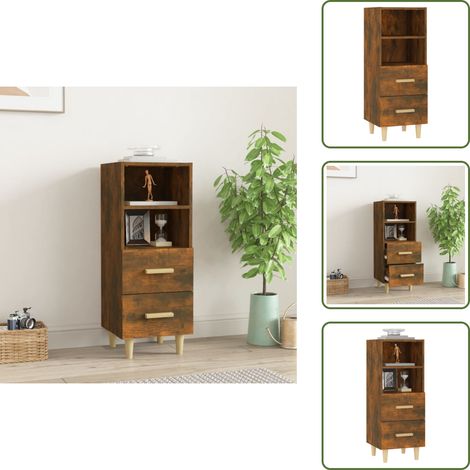 Sideboard Räuchereiche 34,5x34x90 cm Holzwerkstoff - Schreibtisch - Wohnzimmermöbel - Sideboard - Regal - Holzmöbel (1/5)