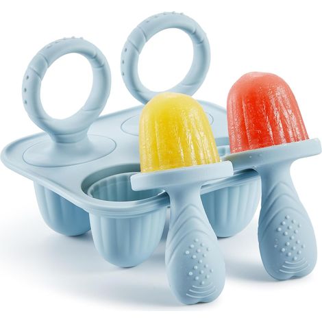 Moules à glace pour bébé en silicone à 4 poignées - Moules à glace réutilisables à démoulage facile, adaptés aux petites mains (1/5)