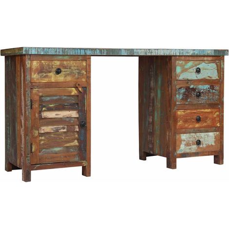 Maison Exclusive - Schreibtisch Altholz Massiv 140x50x77 cm (1/5)