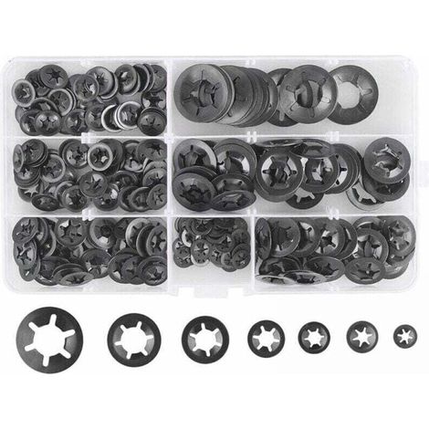 280pcs Spring Washers Spring Washers, Steel Spring Washers Quick Lock Spring Washers M3 M4 M5 M6 M8 M10 M12, 7 Sizes, Black MUMU
