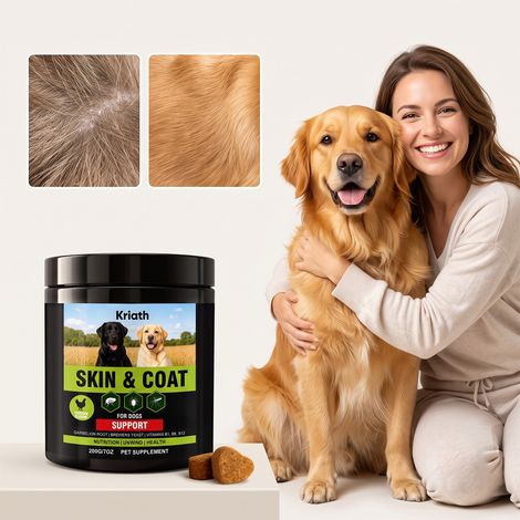 Comprimés à croquer pour l'entretien du pelage du chien, complément nutritionnel quotidien pour un pelage doux, brillant et sain – 200 g (1/5)