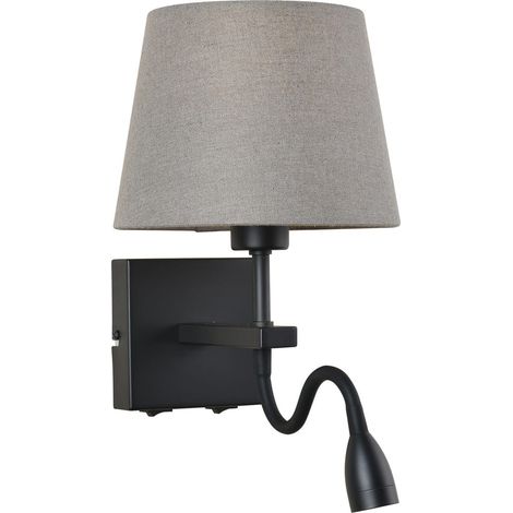 Applique murale Italux Norte noire grise LED liseuse