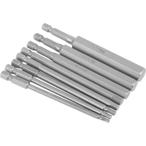 8-teiliges Set mit 100 mm langen 1/4"-Sechskant-Schraubendreherbits (BST) von 2,5 bis 12 mm (1/5)