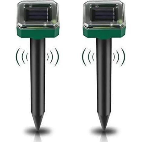 2 Pack Solar Powered Mole Repeller for Garden, IP65 Waterproof Pest Repeller for Gopher, Vole and Snake - High Sensitivity Animal Repellent for Lawn, Garden, (1/5)