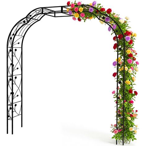Relaxdays rose arch, metal, HxWxD: 250 x 228 x 39 cm, garden archway, sturdy trellis for climbers, black (1/5)