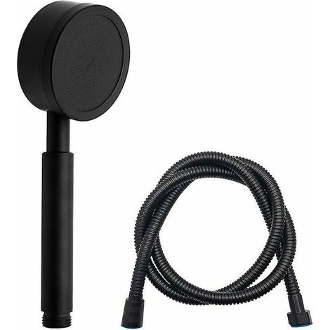 Green Mobility-Pommeau de douche avec tuyau et douchette diamètre 80 mm avec tuyau de douche de 1,5 m en acier inoxydable économie d'eau et douchette haute pression noir Betterlifef (1/5)