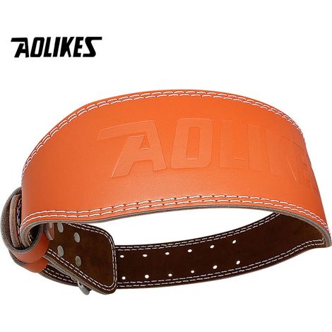 (Marron, Taille M) Ceinture de fitness en cuir avec boucle, adaptée aux exercices tels que les squats, protège la colonne lombaire. (1/2)