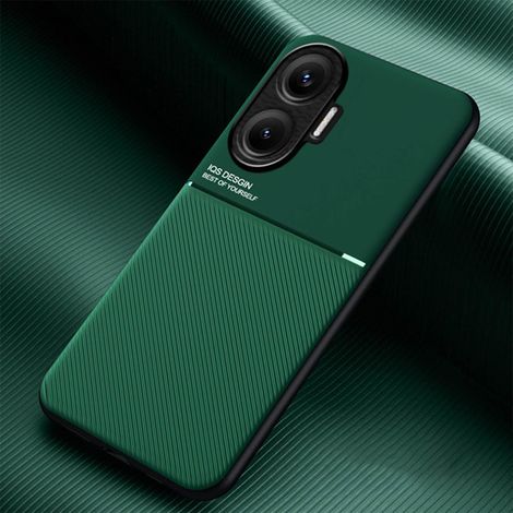 Coque pour Xiaomi Poco F7 5G, Grâce Exquis Mode Texture Doux Étui, Premium Très Mince Antichoc Antidérapante TPU + PU Bumper Silicone Housse. Vert (1/5)
