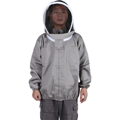 Combinaison d'apiculteur marron comprenant une veste de protection amovible et un chapeau. (1/5)