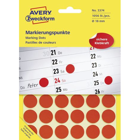 Markierungspunkt 18mm Papier rot 1.056 Etik./Pack. (1/4)