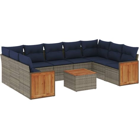 Maison Exclusive - 10-teiliges Gartensofa-Set mit Kissen, grau, P