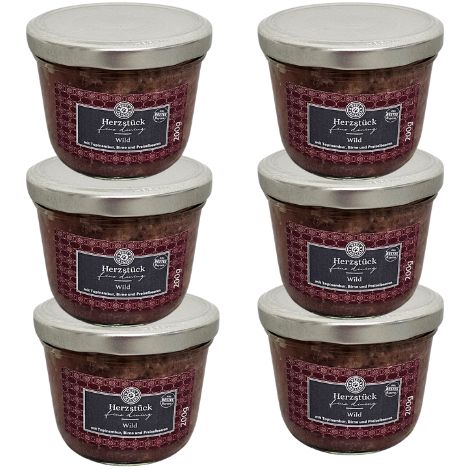 6x Hirschfleisch mit Topinambur, Petersilie und Preiselbeeren 200g Hundefutter aus Freilandfleisch für Allergiker Paul & Paulina (1/2)