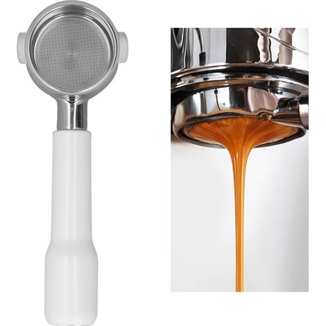 51-mm-Siebträger mit zwei Ohren für die Kaffeemaschine ECO310, Modell C2, bodenlos, herausnehmbarer Filter, weißes Kunststoffmaterial (1/5)