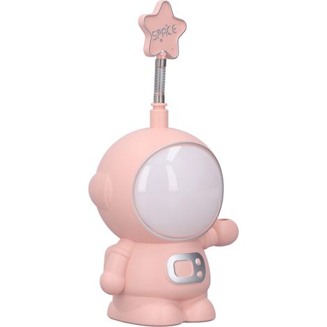Lampe de bureau rechargeable pour enfants, protection oculaire, veilleuse astronaute, taille-crayon, cadeau étudiant, rose, batterie intégrée (1/5)