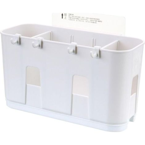 Égouttoir à couverts, boîte de rangement pour baguettes, porte-baguettes en plastique, porte-baguettes mural pour cuisine (blanc)-DOU
