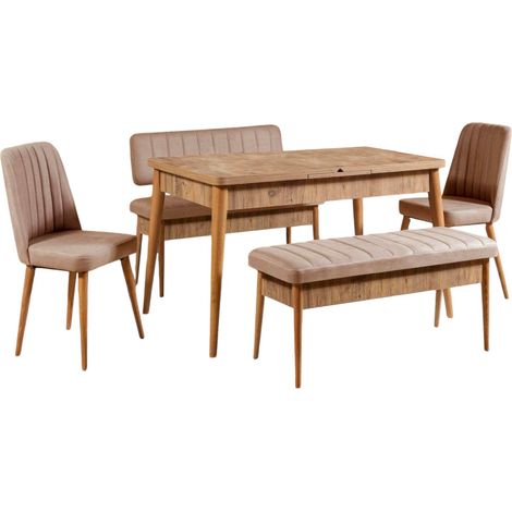 Set Tisch und Stühle Situla, 8 Plätze, Braun